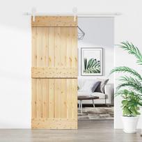 Stumdomos durys su įrangos rinkiniu 85x210cm pušies masyvas