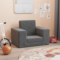 Vaikiška sofa-lova antracito spalvos minkštas pliušas