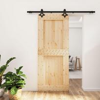 Stumdomos durys su įrangos rinkiniu 85x210cm pušies masyvas