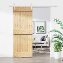 Stumdomos durys su įrangos rinkiniu 80x210cm pušies masyvas