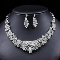 3pcs Fashion Elegant Palace Style Necklaces Earrings and Zircon Sets Luxurious Temperament Bridal Banquet Dress Accessories 41cm