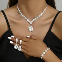 4-piece Women's Trendy Claw Chain Series Sunflower Droplet Pendant Earrings Bracelet Zircon Set Banquet Party Festival Gift copper