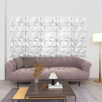 3D sienų plokštės 48vnt baltos 50x50cm 12m² deimantų