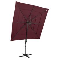 Sodo skėtis su aliuminio stulpu raudonas 250x250cm 4 aukščių