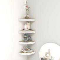 Sieninės lentynos 4vnt baltos/ąžuolo 25x25x38cm MDF