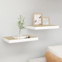 Pakabinamos lentynos 2vnt ąžuolo/baltos 50x23x38cm MDF