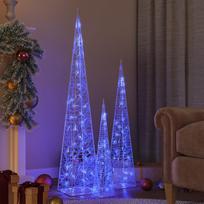 Akrilinė LED dekoracija kūgiai mėlynos spalvos 60/90/120cm