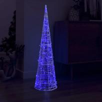 Akrilinė LED dekoracija piramidė mėlynos spalvos 120cm