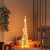 Akrilinė LED dekoracija kūgis šiltos baltos spalvos 90cm
