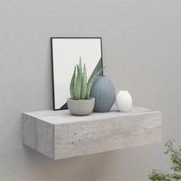 Sieninė lentyna su stalčiumi betono pilka 40x235x10cm MDF