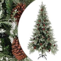 Kalėdų eglutė su kankorėžiais žalia ir balta 225cm PVC/PE