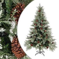 Kalėdų eglutė su kankorėžiais žalia ir balta 150cm PVC/PE