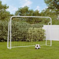 Futbolo vartai balti 214x75x152cm plienas/poliesteris