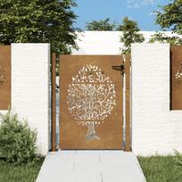 Sodo vartai 105x155cm corten plienas medžio dizaino