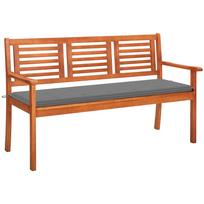 Trivietis sodo suoliukas su pagalve 150cm eukalipto masyvas