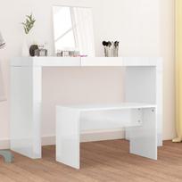 Kosmetinio staliuko kėdutė balta 70x35x45cm mediena blizgi
