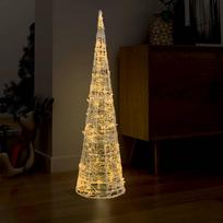 Akrilinė LED dekoracija piramidė šalta balta 120cm