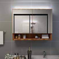 Veidrodinė vonios spintelė su LED ąžuolo 80x15x60cm MDF