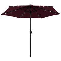 Sodo skėtis su LED ir aliuminio stulpu tamsiai raudonas 270cm