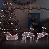 Kalėdų dekoracija elniai ir rogės auksinės spalvos 60 LED