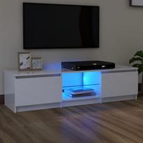 TV spintelė su LED apšvietimu balta 140x40x355cm blizgi