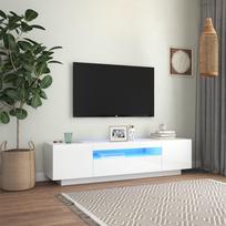 Televizoriaus spintelė su LED blizgi balta 160x35x40cm