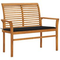 Sodo suoliukas su juoda pagalvėle 112cm tikmedžio masyvas