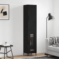 Komoda juodos spalvos 345x34x180cm apdirbta mediena