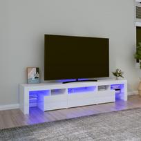 TV spintelė su LED apšvietimu balta 200x365x40cm blizgi