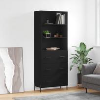 Komoda juodos spalvos 695x34x180cm apdirbta mediena