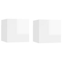 Naktinės spintelės 2vnt baltos 305x30x30cm MDP blizgios