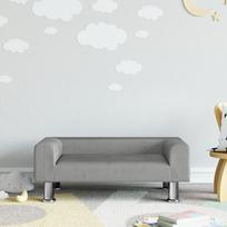 Vaikiška sofa šviesiai pilkos spalvos 70x45x265cm aksomas