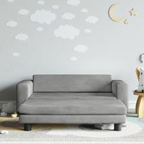 Vaikiška sofa su pakoja šviesiai pilka 100x50x30cm aksomas