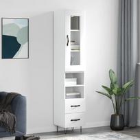 Komoda baltos spalvos 345x34x180cm apdirbta mediena blizgi