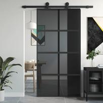 Stumdomos durys juodos 1025x205cm stiklas ir aliuminis