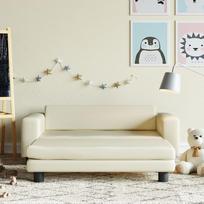 Vaikiška sofa su pakoja kreminė 100x50x30cm dirbtinė oda