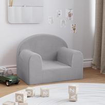 Vaikiška sofa šviesiai pilkos spalvos minkštas pliušas