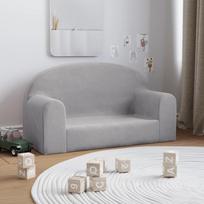 Vaikiška dvivietė sofa šviesiai pilka minkštas pliušas