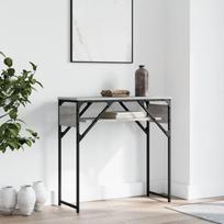 Konsolinis staliukas su lentyna pilkas 75x30x75cm mediena