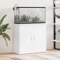 Akvariumo stovas baltas 81x36x73cm apdirbta mediena blizgus