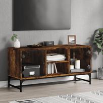 TV spintelė su stiklinėmis durelėmis dūminė 102x37x50cm