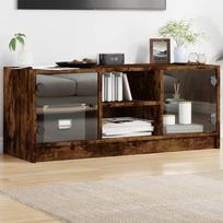 TV spintelė su stiklinėmis durelėmis dūminė 102x37x42cm