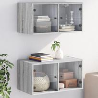 Sieninės spintelės su durelėmis 2vnt pilkos 685x37x35cm