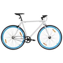 Fiksuotos pavaros dviratis baltas ir mėlynas 700c 59cm
