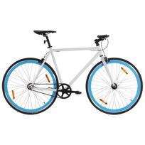 Fiksuotos pavaros dviratis baltas ir mėlynas 700c 51cm