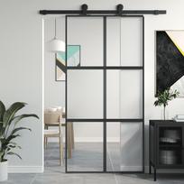 Stumdomos durys juodos 1025x205cm stiklas ir aliuminis