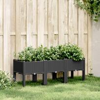 Sodo lovelis su kojomis juodos spalvos 120x40x42cm PP