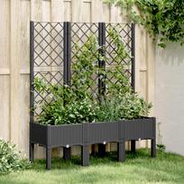Sodo lovelis su treliažu juodos spalvos 120x40x142cm PP