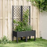 Sodo lovelis su treliažu juodos spalvos 80x40x142cm PP