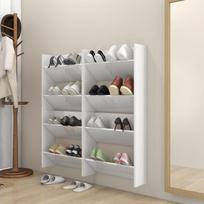 Sieninės spintelės batams 4vnt baltos 60x18x60cm mediena